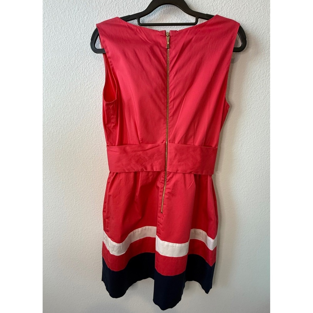 Kate Spade New York "Sawyer" Belted Fit & Flare Dress Pink White Navy Stripe - Picture 11 of 13